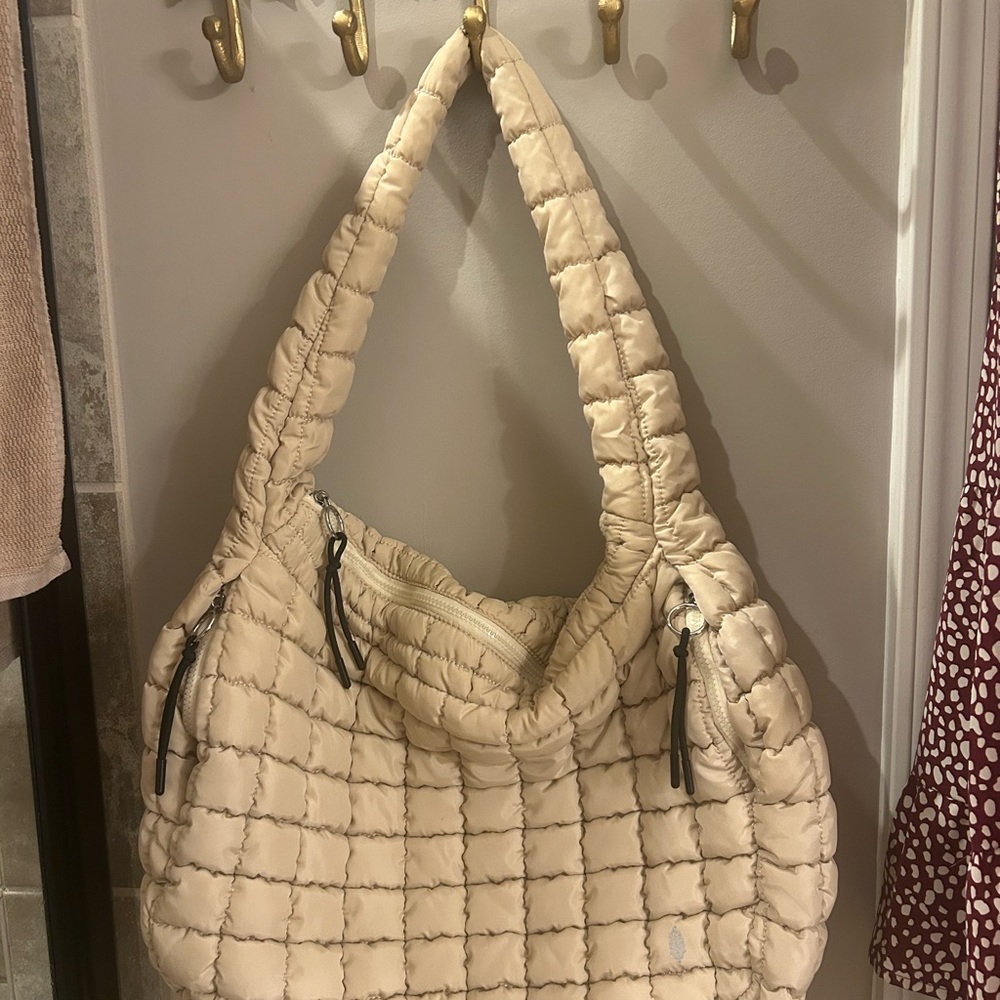 Free People Cream Quilted Satchel